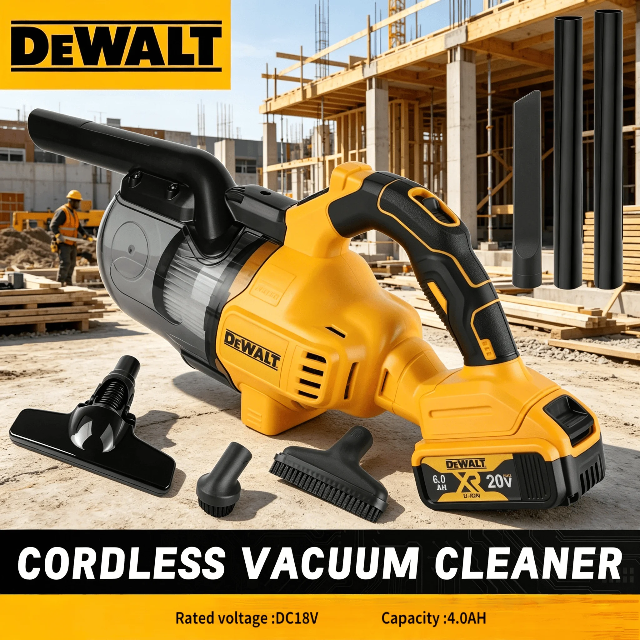 DEWALT 20V Brushless Cordless Vacuum Cleaner Handheld Portable Dust Collector For Home Car Industrial Construction Cleaning Tool