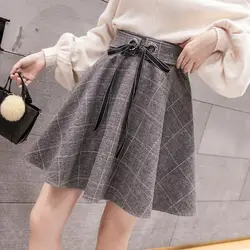 Fashion Loose Zipper Bandage Printed Plaid Skirts Female Clothing 2023 Autumn Winter Oversized All-match Mini Skirts