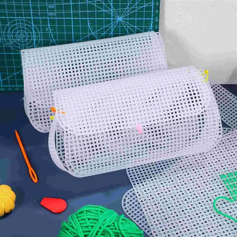 クロスステッチメッシュプラスチックキャンバス、DIYグリッドバッグ、シェイプシート、パターンキット、4個
