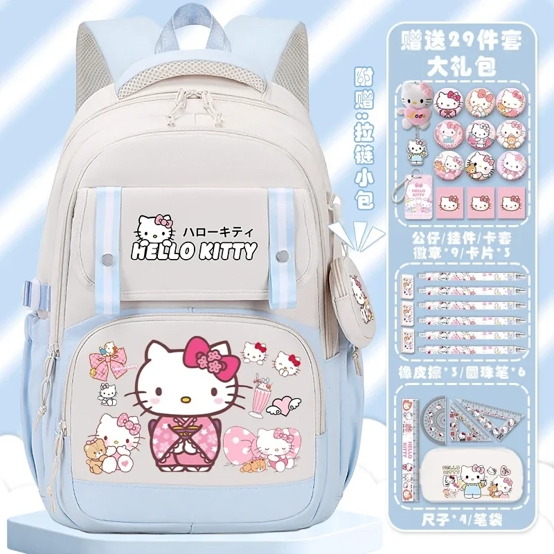 Новый школьный ранец для студентов Sanrio Hellokitty, Детский милый Повседневный и легкий рюкзак для кампуса с мультипликационным рисунком