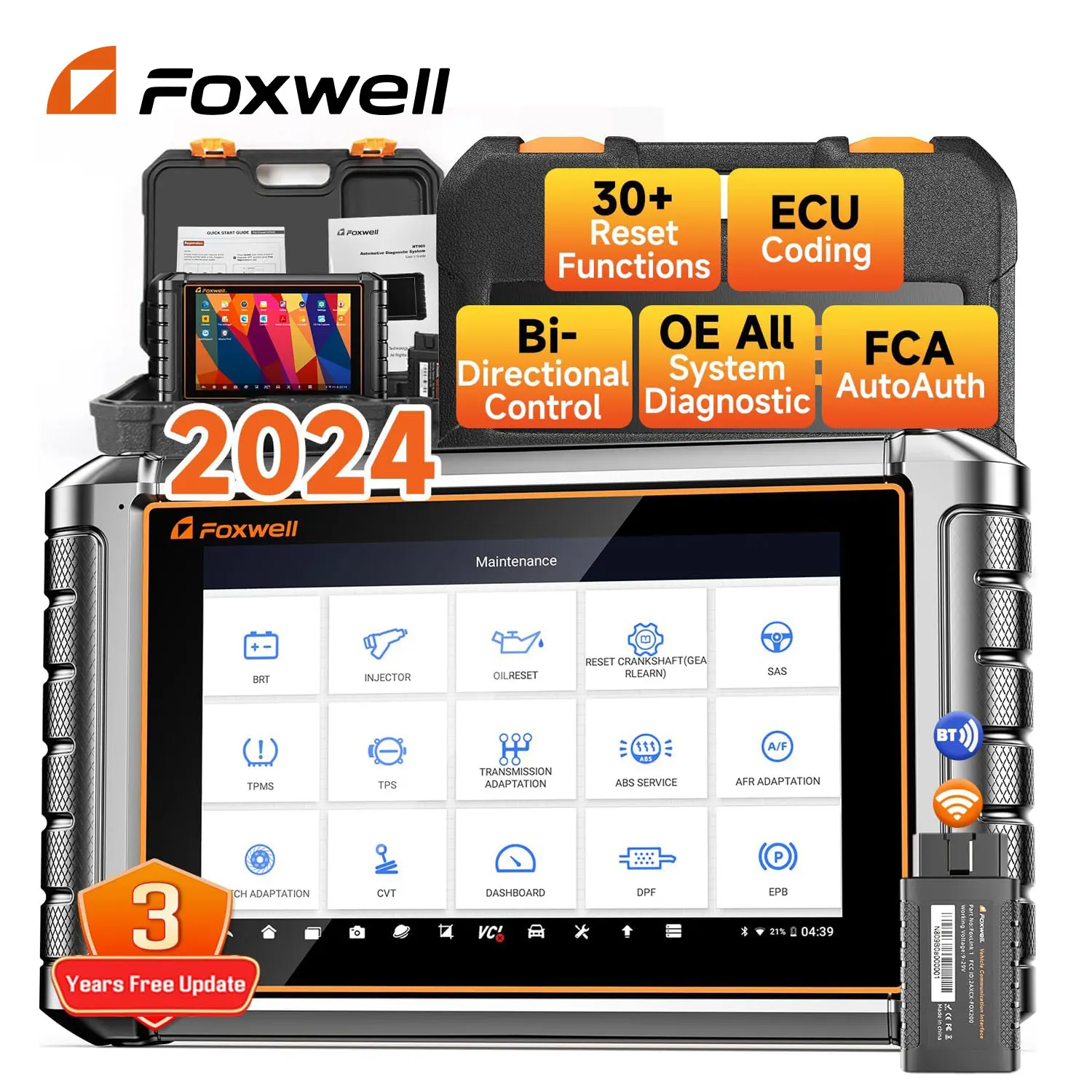 2024 New FOXWELL NT909 Car Bidirectional Diagnostic Scan Tool ECU Coding All System 30+ Reset CANFD/DOIP OBD2 Automotive Scanner