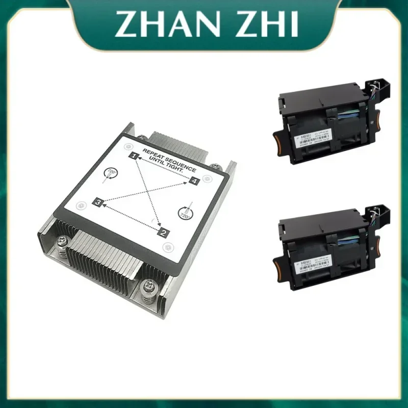 Used FOR IBM X3550 M5 X3550M5 1U 00KC912 00FK457 Heatsink and 00FK34300MV395 Cooling FAN for Lenovo Server CPU Cooler Fan