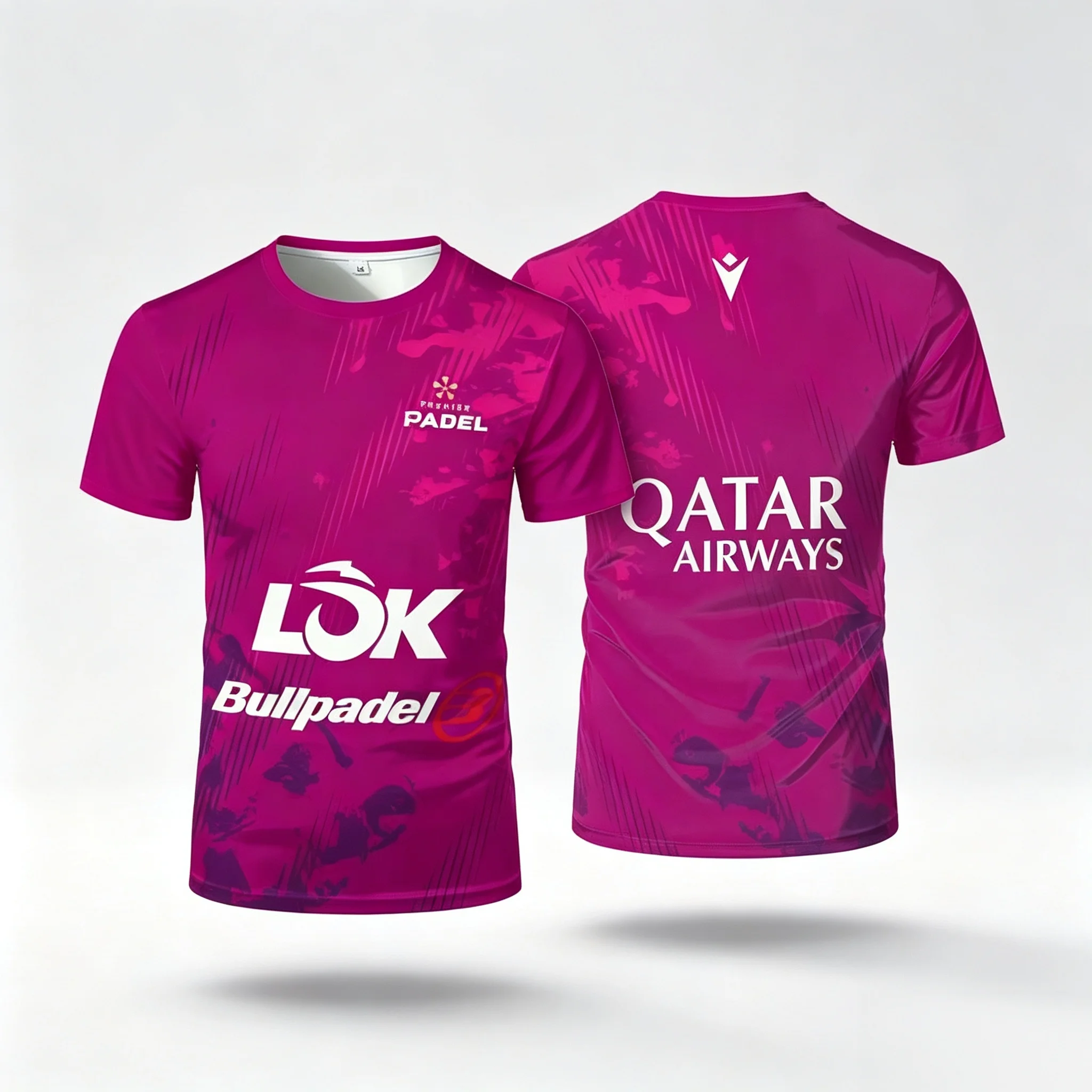 Herren Padel Kurzarm-Trikot, schnelltrocknend, atmungsaktiv, Tennis-Shirt, Bullpadel LOK, Qatar Airways, Trainings-Sport-T-Shirt, verschiedene Farben. – Detail 9