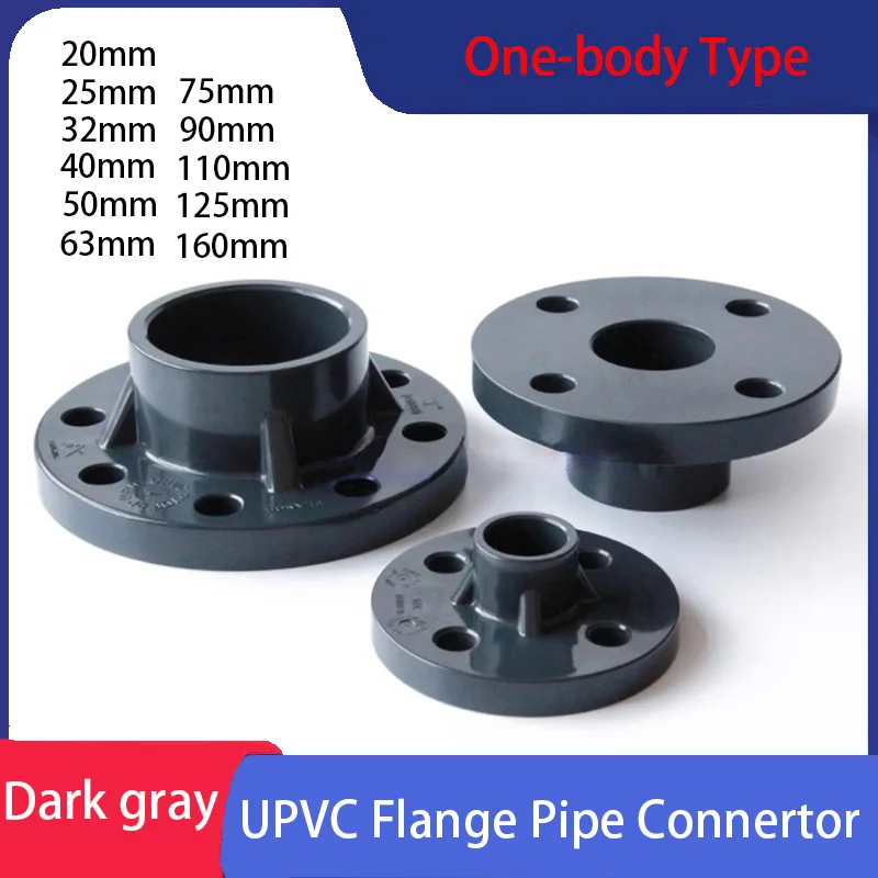 

1-10PCS Dark Gray UPVC Flange Connector Water Pipe Quick Joints Garden Irrigation Fittings Fittings Slip Socket Flanges 20~110m