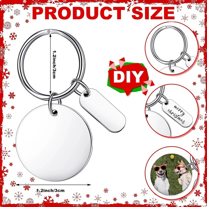 30Pcs Engravable Metal Keychain Blanks Metal Stamping Blanks For Engraving Stainless Steel Blank Key Ring Tags With Hole Durable
