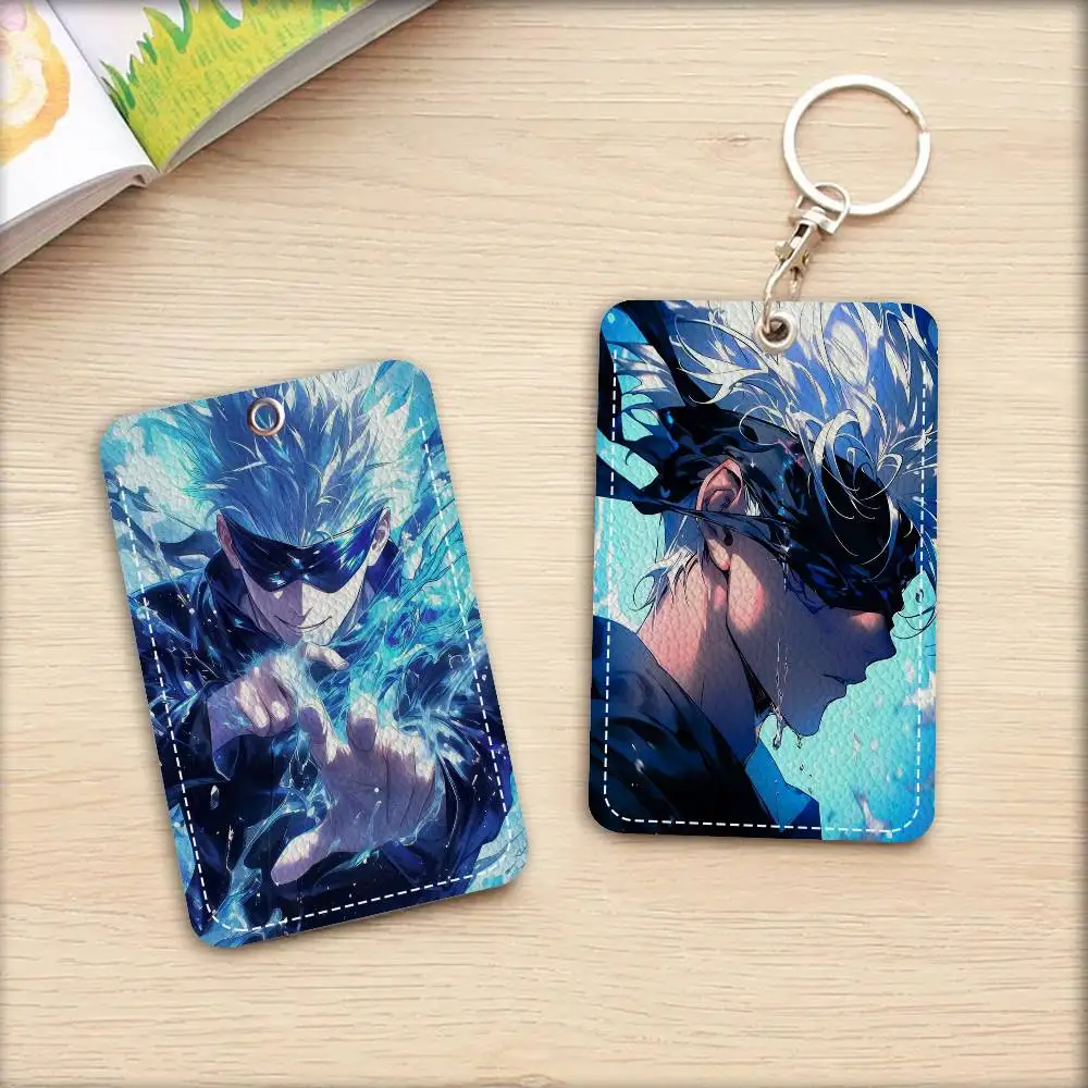 Jujutsu Kaisen Satoru Gojo Keychain Card Holders Keyring Bank Bus ID Credit Cards Key Ring Chains
