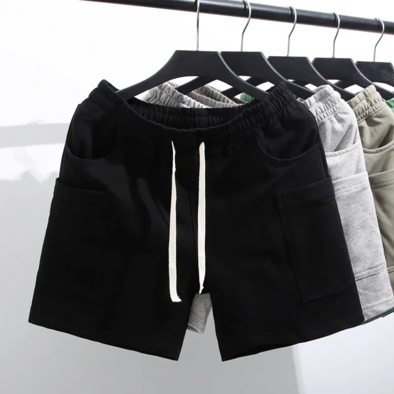 Male Short Pants Green Men\'s Shorts Drawstring with Pockets Home Streetwear Y2k New in Pant 2024 Bulk No Logo Cotton Designer Xl