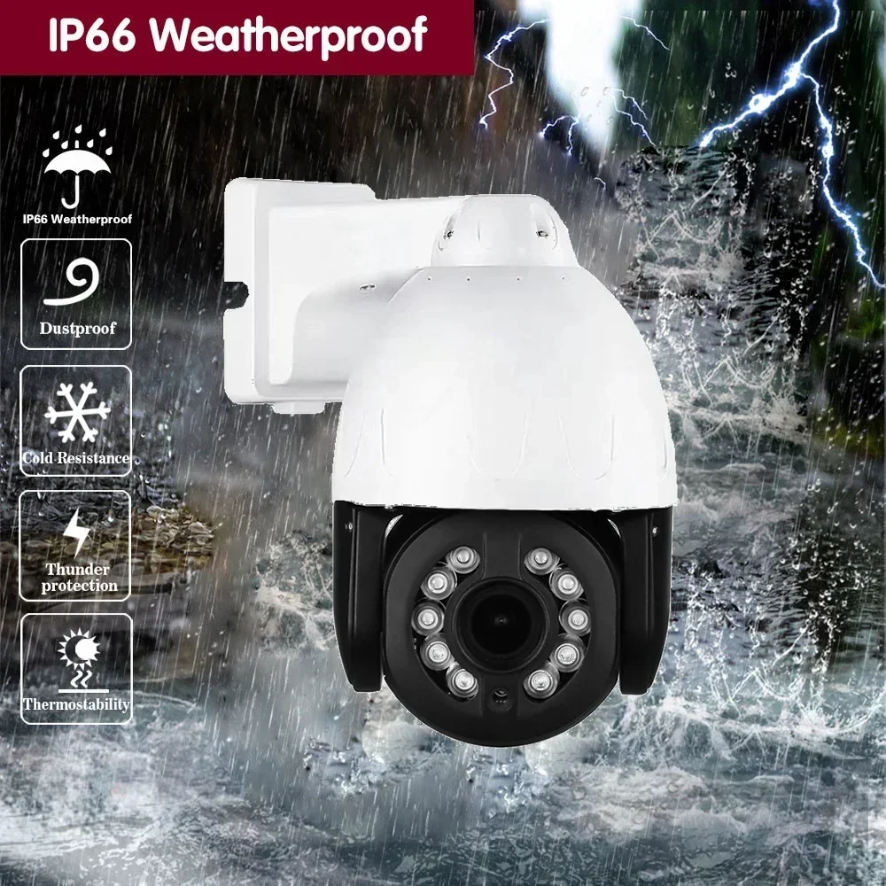Telecamera PTZ da 12 MP Telecamera IP PoE di sicurezza Telecamera IP a colori impermeabile con traccia automatica CCTV Telecamera di rete di sicurezza Rilevamento veicoli IP66