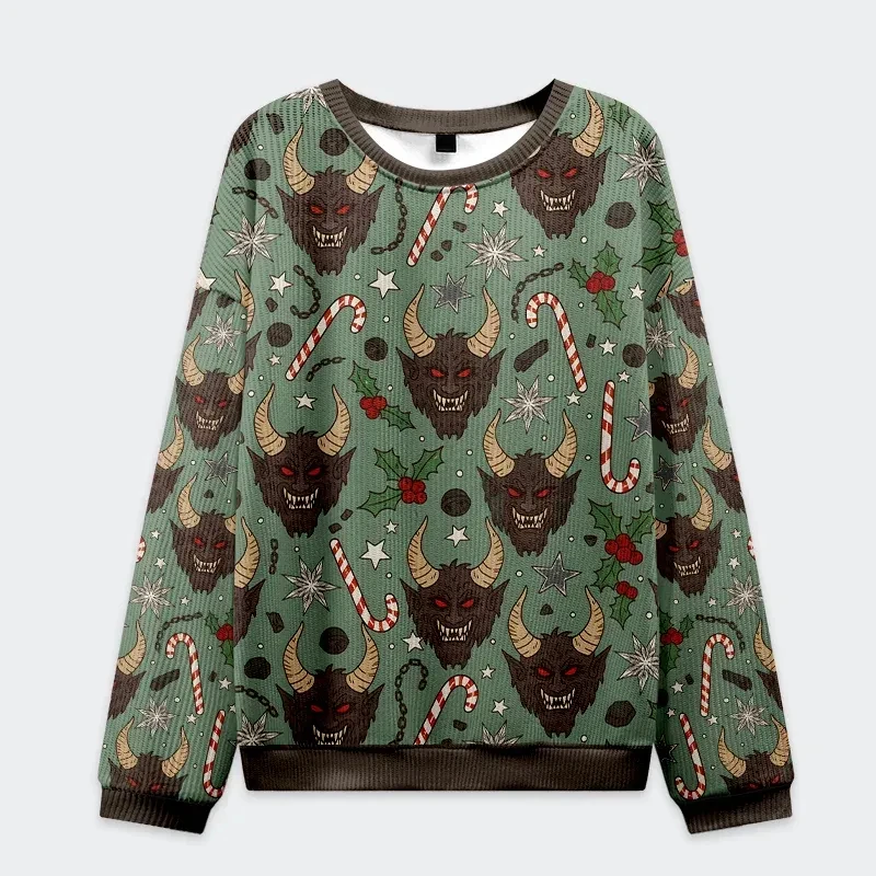 2026 New Meowry Krampus Black Cat Christmas Sweatshirt Funny Ugly Xmas Pullover Cat Lover Unisex Kids Adult Holiday 3D Print Top