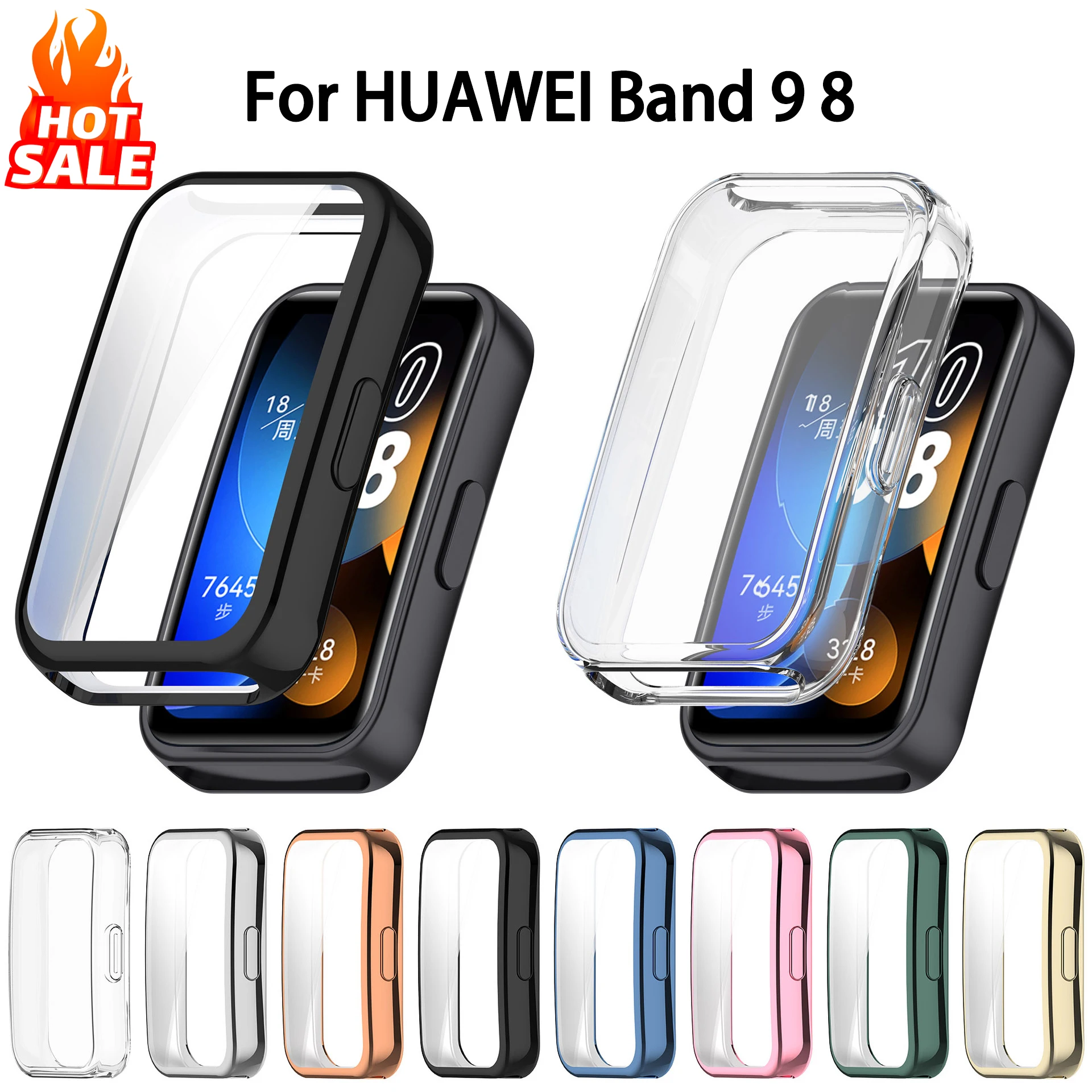 

Soft TPU Case For Huawei Band 9 8 Accessories All-around Bumper Smart Watch Shell Cover Huawei Band8 Band9 Screen Protector