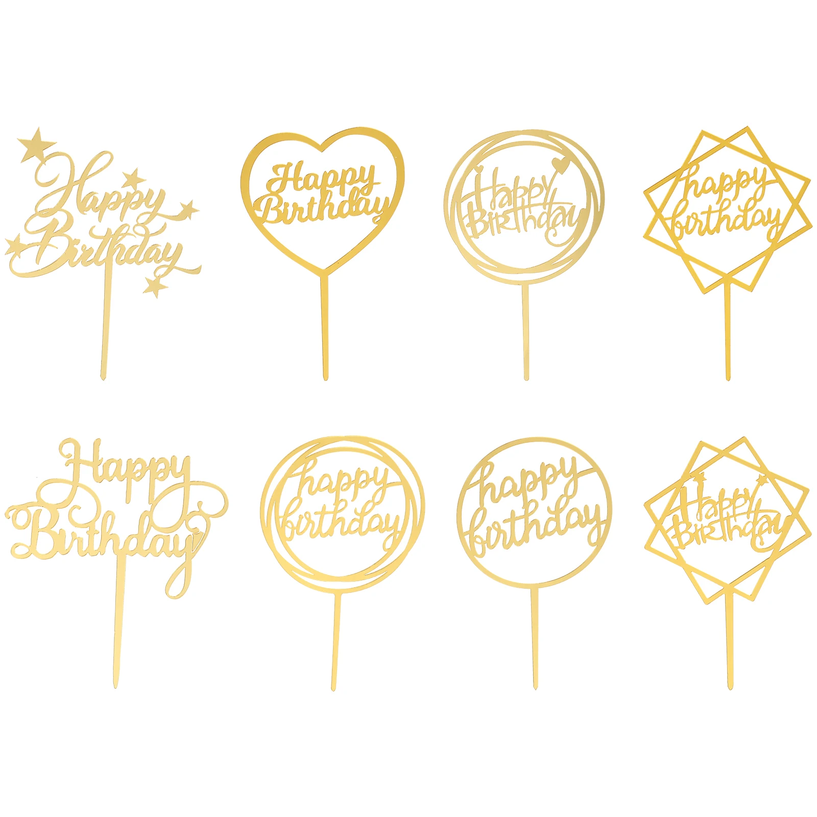 

8pcs Acrylic Birthday Insert Decorations Fine Kid Party Ornament Safe Food Cake Ornament Grade Material Cake Topper Supply
