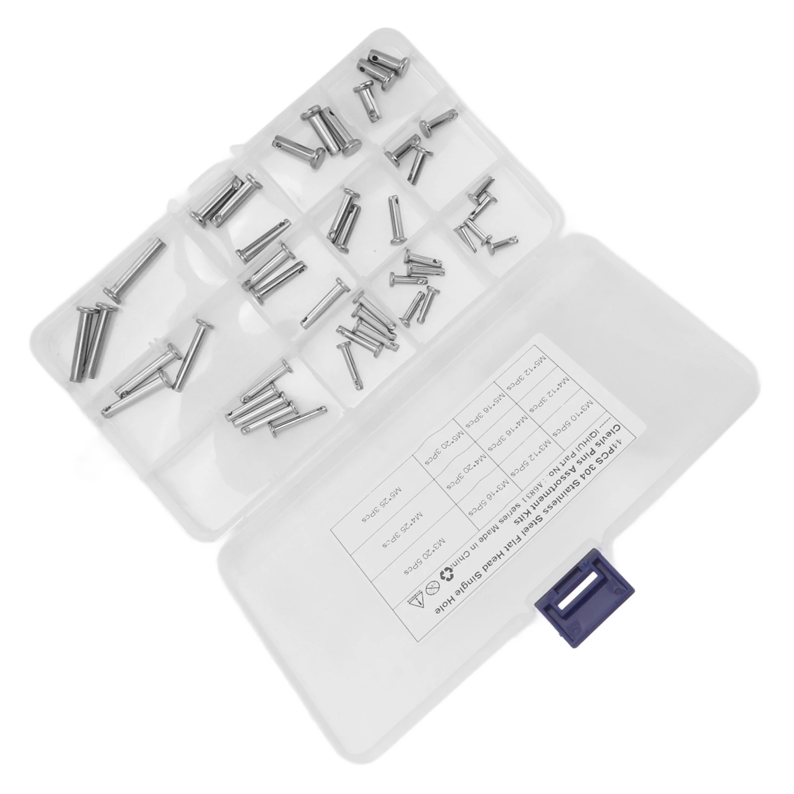 

12 Sizes Stainless Steel Clevis Pin Single Hole Flat Head T Shape Round Pin Assortment Kit for Car Workshop 44pcs M3x10 M3x12