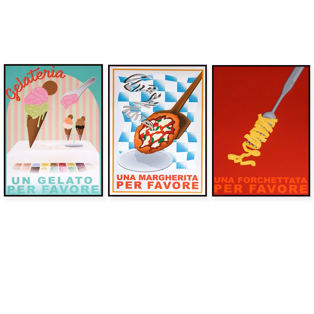 Food Lovers Poster - 'Please Spritz Please Fork Please Have a Coffee And Ice Cream Macchiato' Kitchen Decor Artwork
