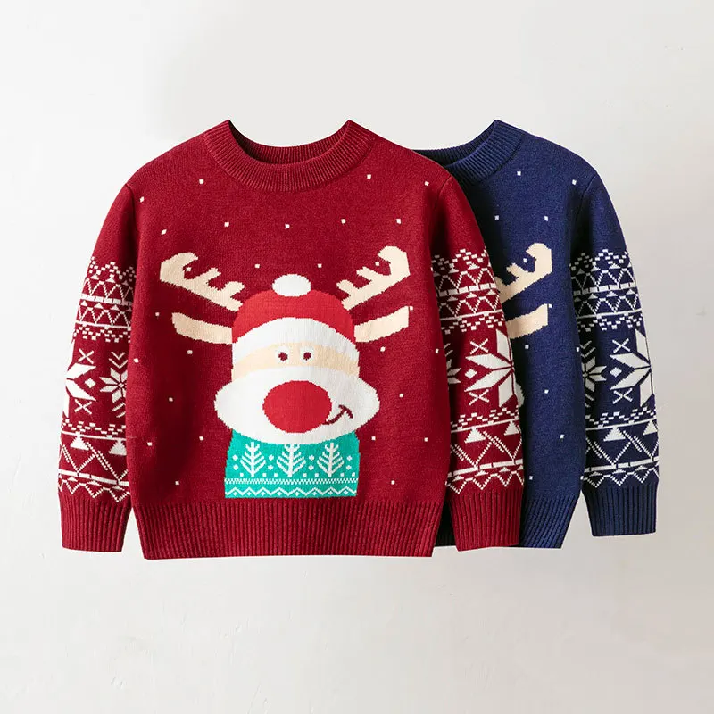 

Autumn Winter Infant Babys Boys Sweater 2025 Cotton Santa Claus Toddler Kid Boy Pullovers Deer Round Collar Little Boys Knitwear