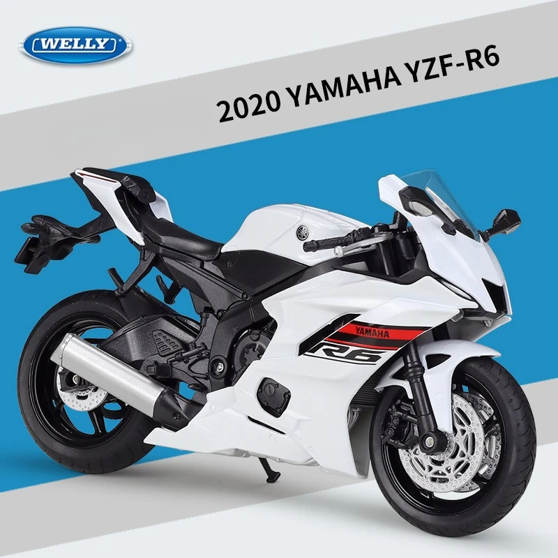 WELLY 1:12 ياماها 2020 YZF-R6 نموذج دراجة نارية ثقيلة دييكاست لعبة سيارة الأطفال الصبي هدية مجموعة مصغرة Voiture