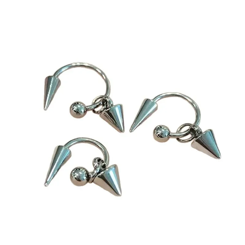 Korean Fashion Punk Rivet Goth Earrings Women Cone Pendant Earrings Geometric Punk Style Hip-Hop Dangle Earrings for Men