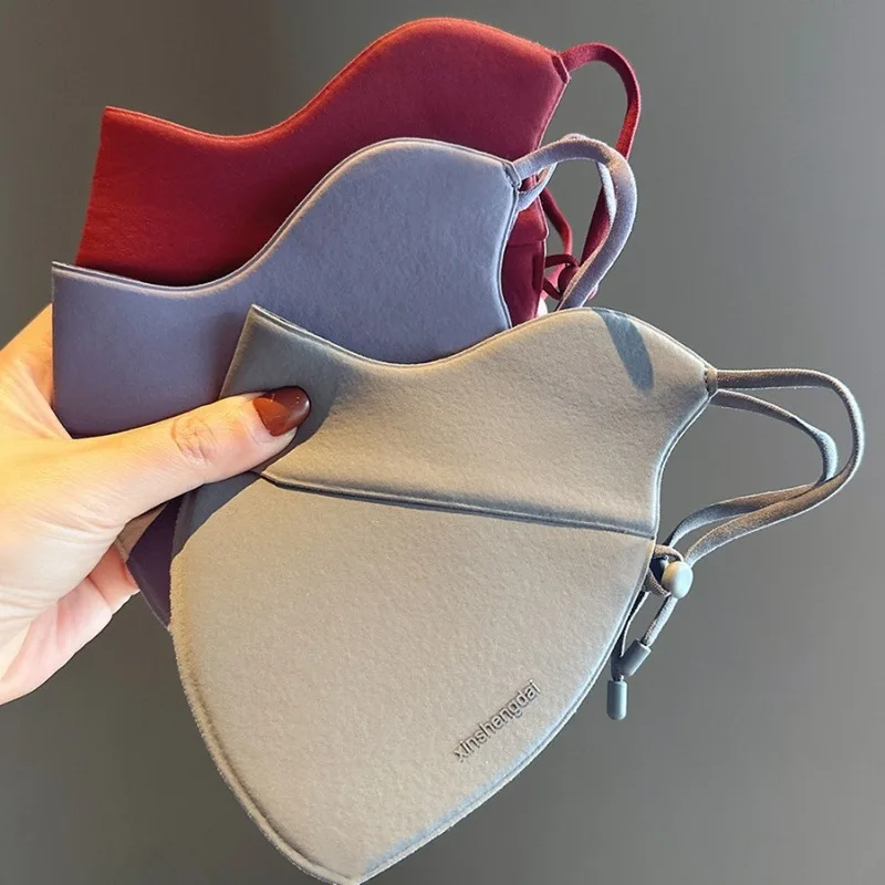 Mascarilla facial cálida de terciopelo australiano para invierno, protección solar antifrío, transpirable, protección para las esquinas de los ojos contorneada en 3D, ajustable