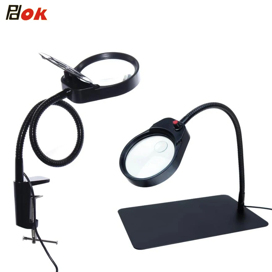 5X 8X15X Fodable Desktop Magnifying Glass with Led Lights USB Magnifier with Base for Reading Repair Welding Desk Magnifier Lamp