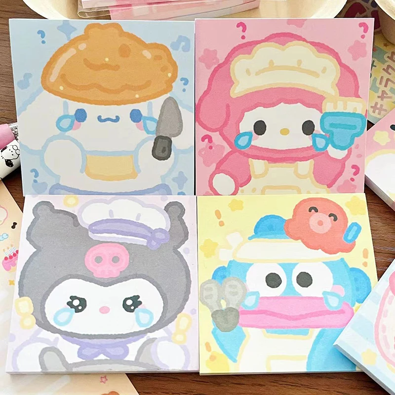 Original Sanrio Kanto Cooking Series Sticky Notes Cartoon Kuromi Sticky Notes Message Stickers Student Stationery Supplies