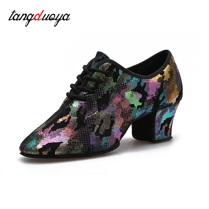 Sapatos de dança latina de couro genuíno para mulheres, salão de baile jazz, sapatilhas tango para senhoras, treinamento de professores modernos