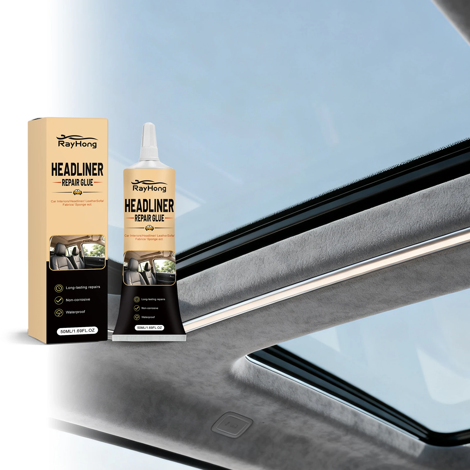 Rayhong Car Roof Repair Glue Flexible Refurbish Adhesive for Car Top Interior Repair Bonding Daily Use