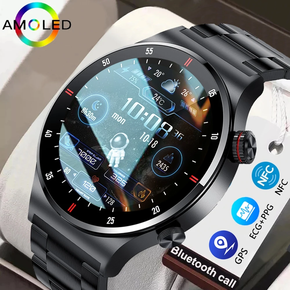 2025 새로운 NFC 블루투스 통화 스마트워치 남성 스포츠 피트니스 트래커 방수 스마트워치 대형 HD 화면 안드로이드 IOS 시계용