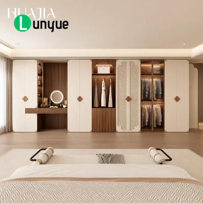 Modern Aluminum Wardrobe with Mirrored Hinged Doors High Quality Clothes Storage Organizer for Bedroom Home Furniture