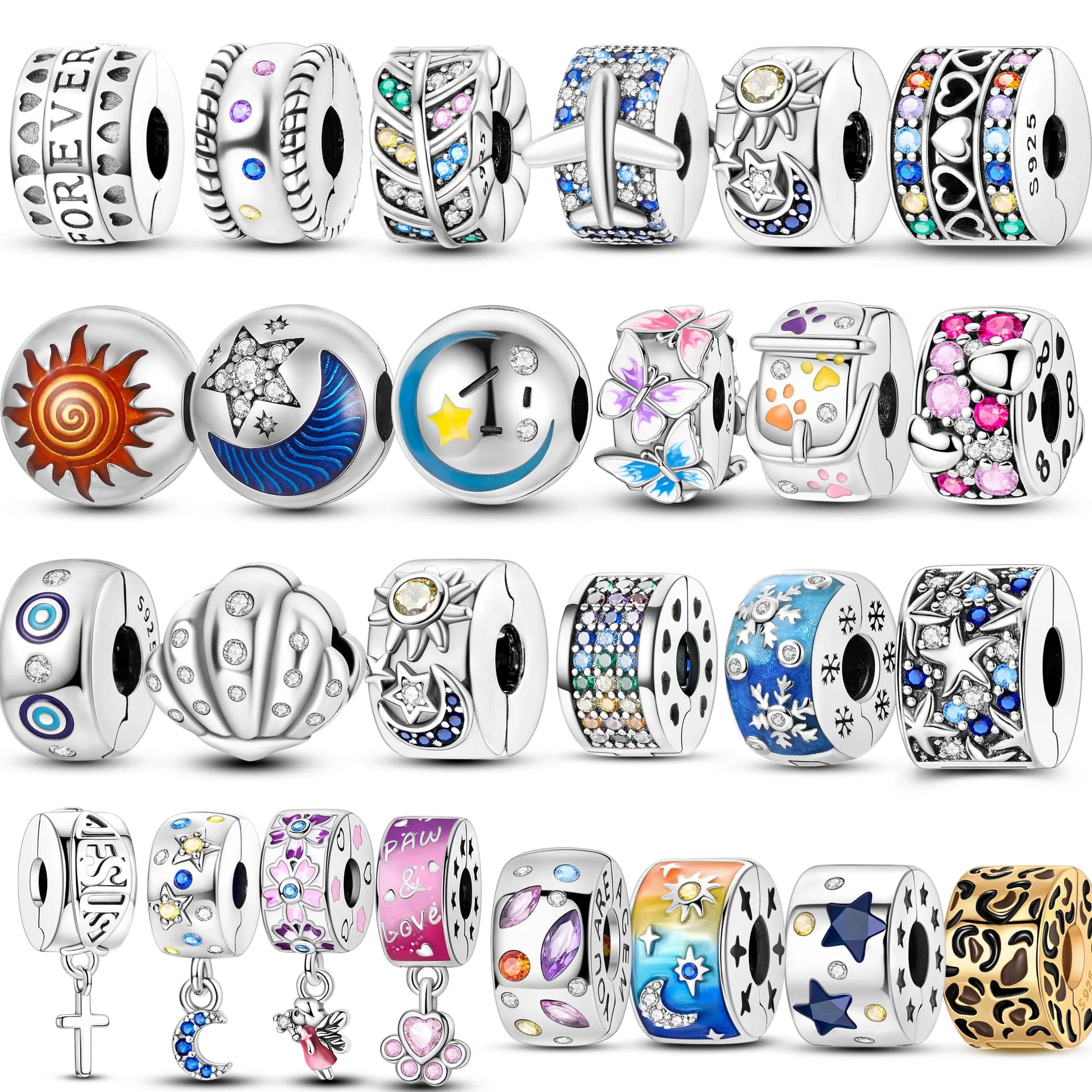 925 Sterling Silver Fixing Clip Positioning Buckle Charms Pendent Jewelry Fits 925 Original Bracelet Diy Gift For Women
