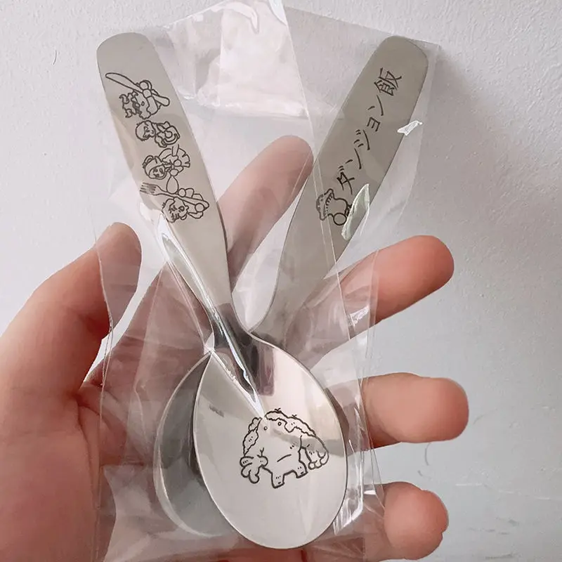 Delicious In Dungeon Anime Peripherals Laser Engraving Printing Household Spoon Cartoon Cute Children Rice Spoon Practical Gift