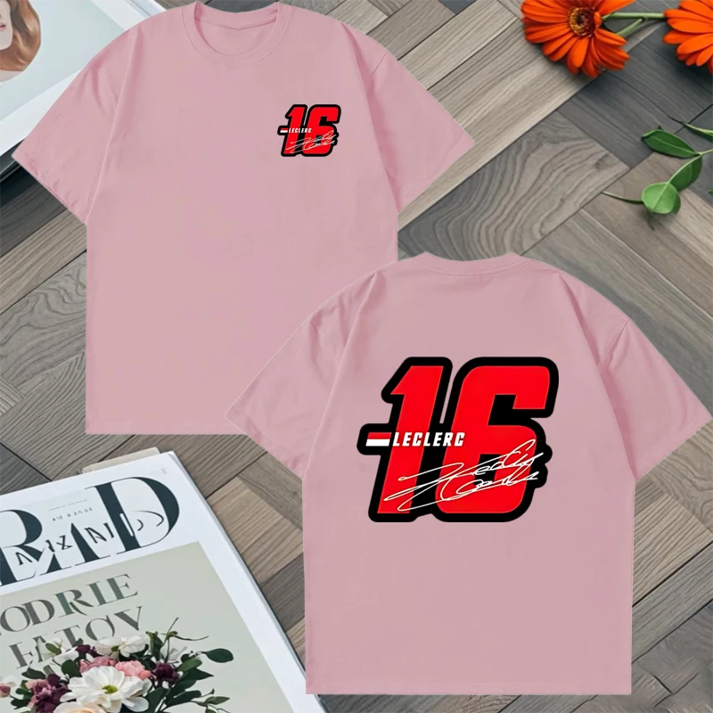 2025 Trend Number 16 Charles Leclerc Racer Graphic Loose Tee shirt Men Women Cotton Summer Hip Hop short sleeve Unisex T shirts - view 4