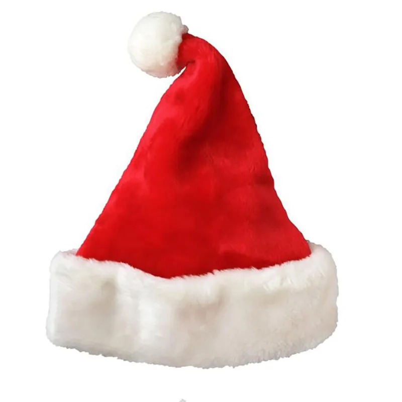 Erstklassige Plüsch-Weihnachtsmütze für Erwachsene, große Kugel, Plüsch-Weihnachtsmütze, rote Weihnachtsmannmütze für Männer und Frauen