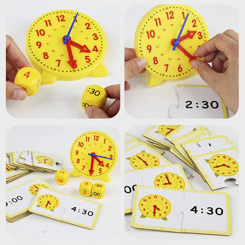 Horloge éducative Montessori pour enfants, jouets éducatifs, Puzzle de Cognition, heure, Minute, seconde, outils d'enseignement préscolaire