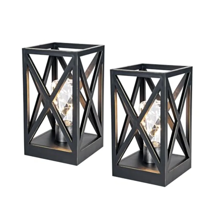 

2 Pack Retro Battery Powered Table Lamps Battery Operated Cordless Lamp Set Portable Nightlight Decorative Light for Living Roo