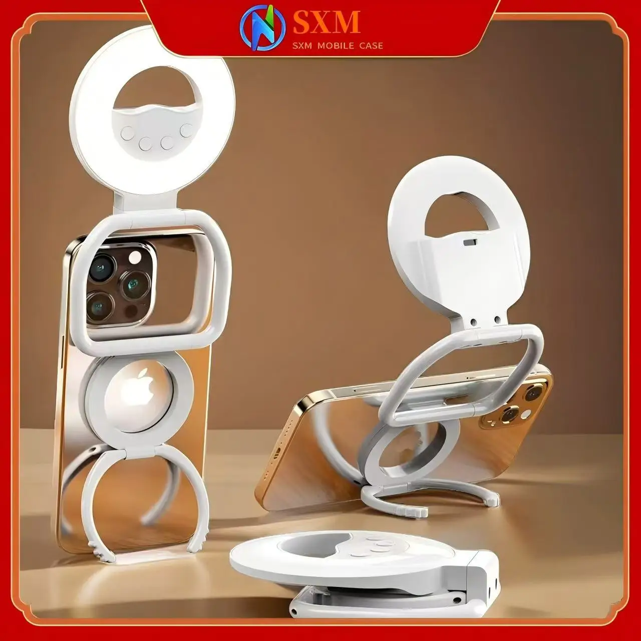 

Multi-functional portable folding magnetic phone case, fill light, beauty face, hand-held photo, live broadcast desktop stand