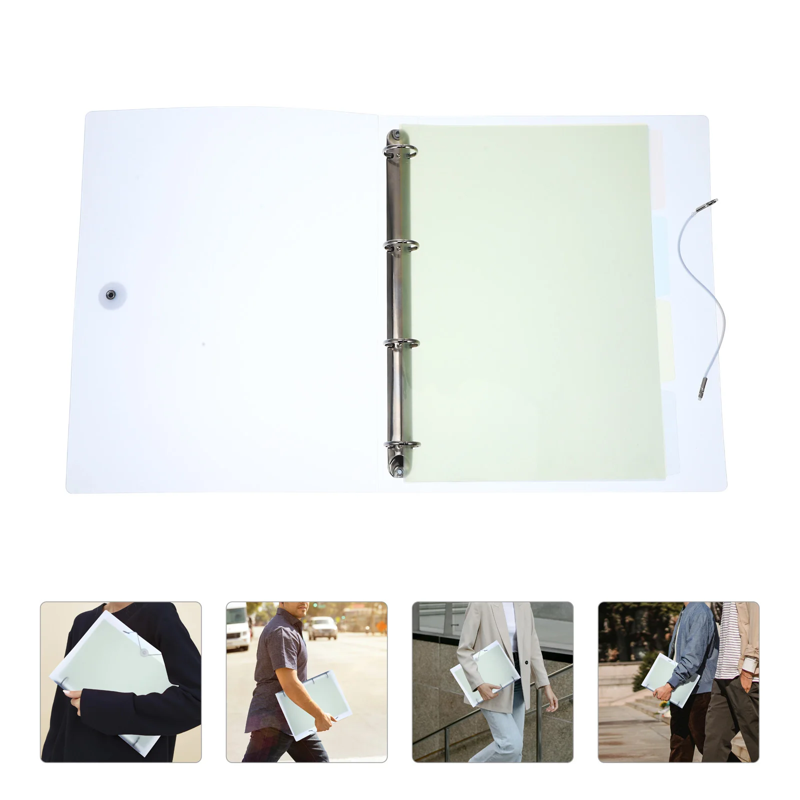 Plastic Binder Cover Reusable File Storage 4-Ring Loose Leaf Notebook Shell For School Planner Journal Hand Account