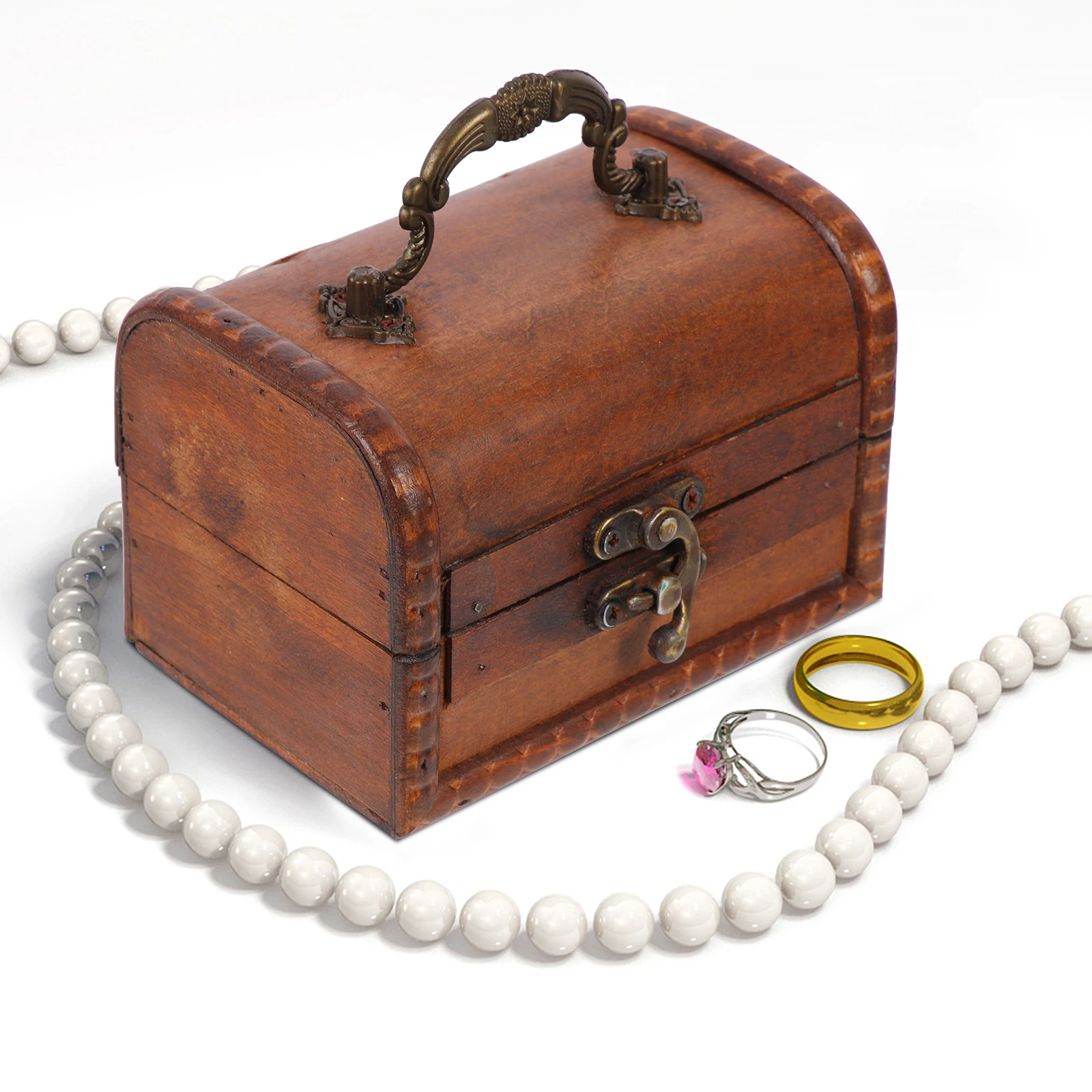 

1PCS Retro Wood Jewelry Box Lock for Necklace Earrings Storage Display Vintage Trinket Container Decorative ganizer