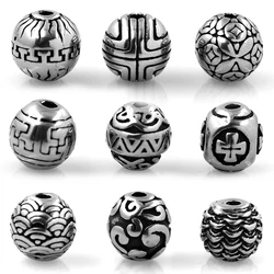4pcs Stainless Steel Round Patterned Spacers Beads 2mm Small Hole Charms for Beaded Bracelet Accessories DIY Jewelry Making