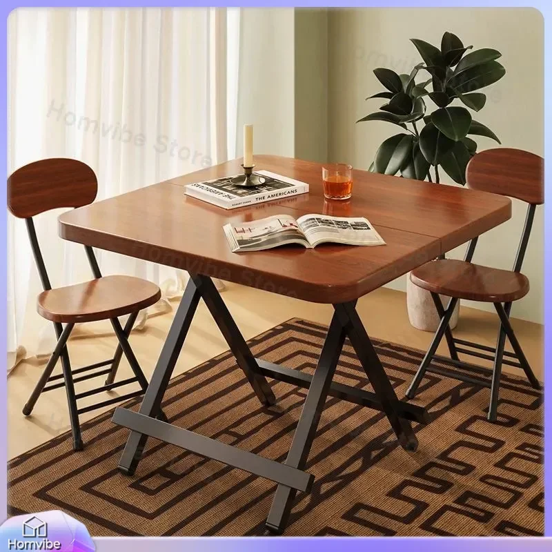 Folding Table Household Dining for Rental House Portable Stall Foldable Small Table Simple Square Table