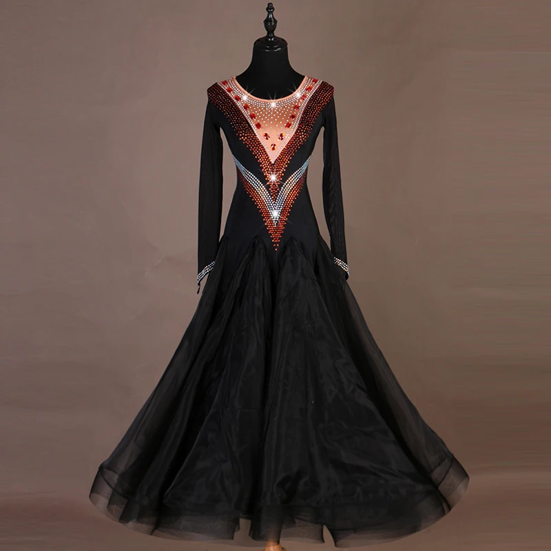 

Diamond Embellished Modern New National Standard Dance Swing Waltz Social Group Performance Competition Dress