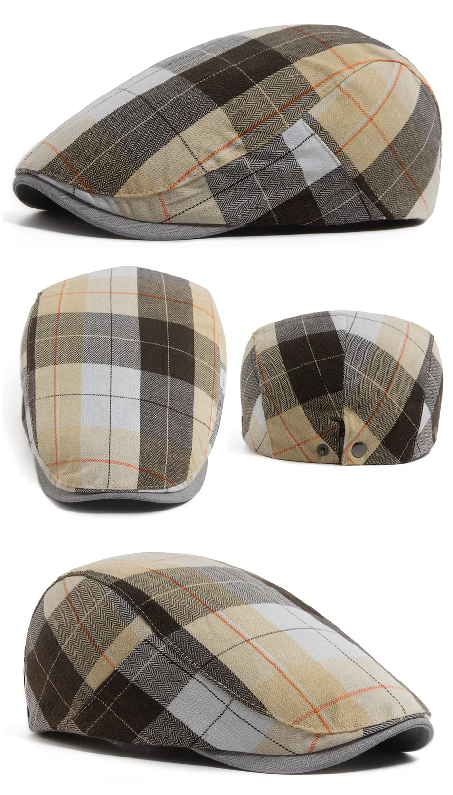 Sommer Plaid Dünne Baskenmütze Frauen Männer Mode Vintage Visier Hut Casual Weibliche Newsboy Caps Retro Flache Kappe Für Frühling Herbst Neue – Detail 5