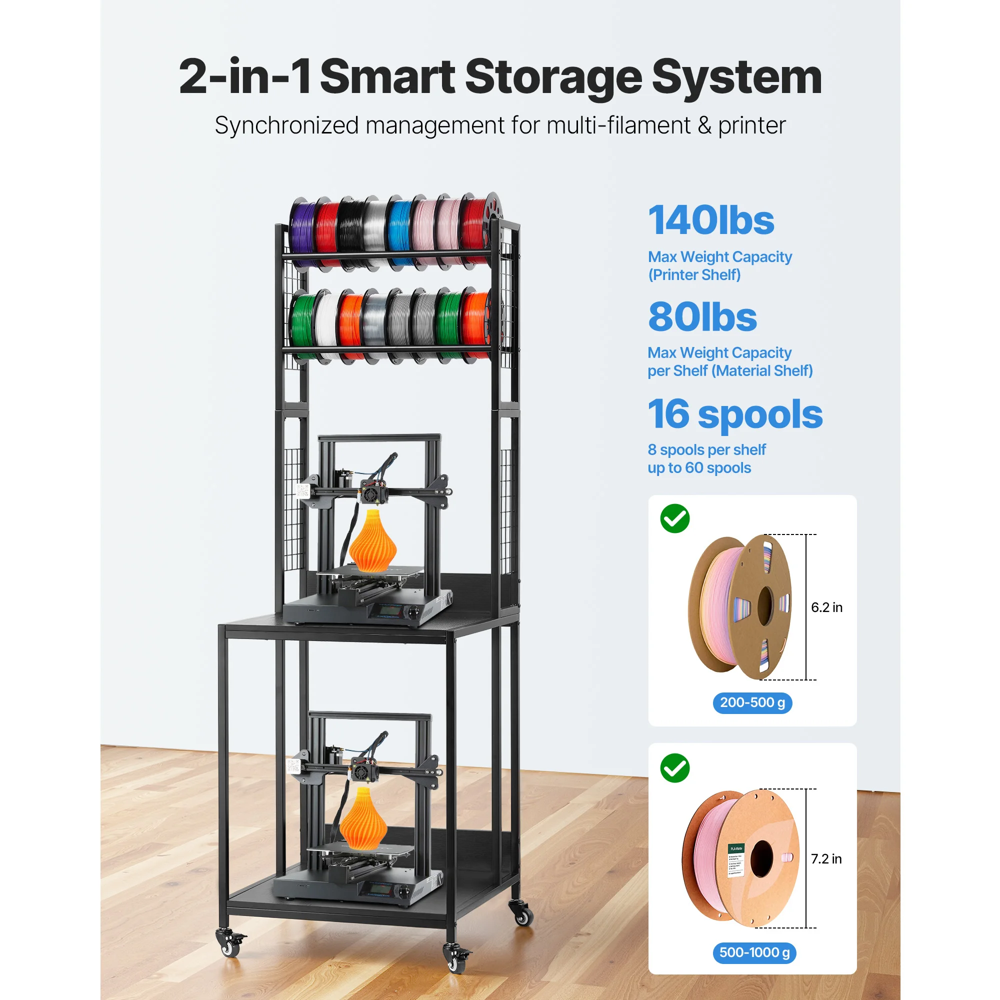 SucceBuy 4단 3D 프린터 필라멘트 보관 랙(바 - Office Supply Cart 리뷰 및 가격