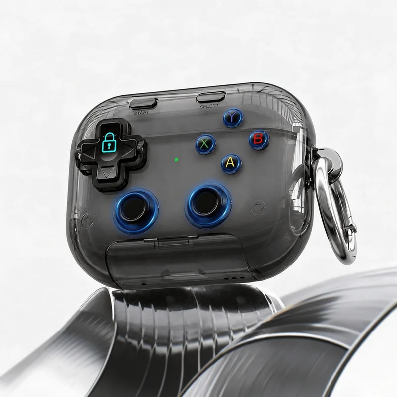 Retro Game Controller Earbud Protective Case With Stand Ring Hook Cute Gamepad Style Shockproof Clear Cover Anti Drop Decorative