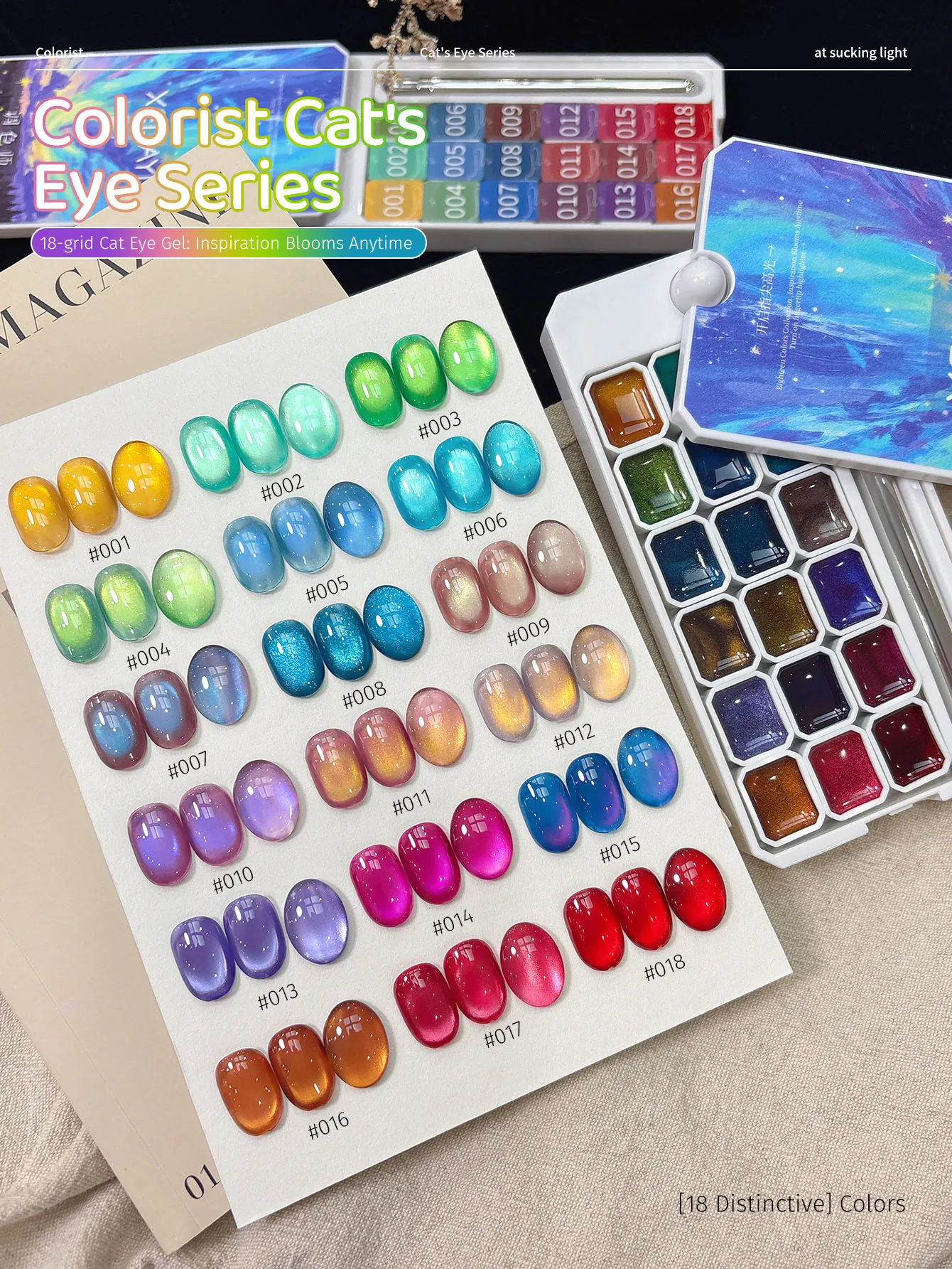 

XEIJAYI 18 colors colorator cat's eye flap glue high saturation popular semi-solid nail polish glue women's nail salon DIY
