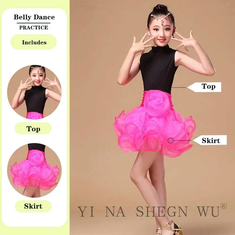 

Розово-красное профессиональное платье для латиноамериканских танцев для девочек, детская одежда для бальных танцев и сальсы, наряды для детских вечеринок и выступлений на сцене.