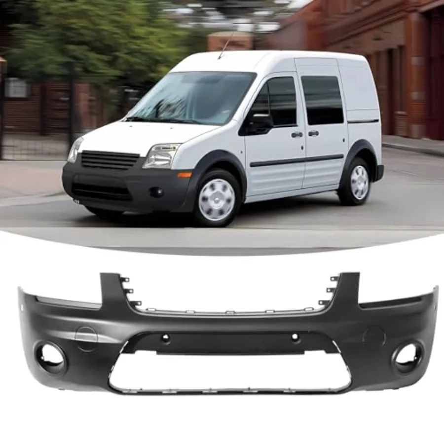 

Front Bumper for Ford Transit Connect W/Fog Light Holes 2010-2013, Plastic Bumper Face Bar Replace OE No.
