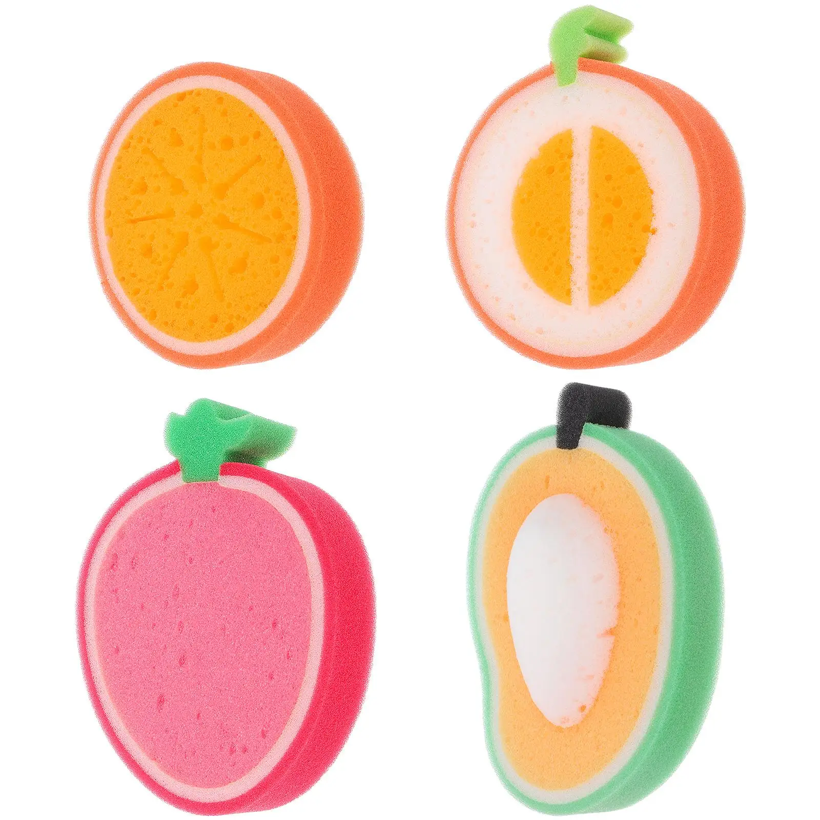 

4 Pcs Fruit Sponge Bath Cleaning Sponges Sports Cute Shower Baby Boy High Quality Sponge Material Durable Use Delicate Skin