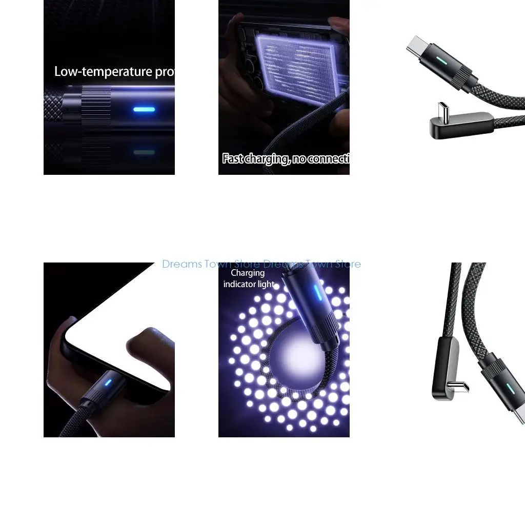 HX6A Flexible Power Supply Cable USB C to USB C Charging Cable 100W Power Delivery Bend Design for Car Home Office Use