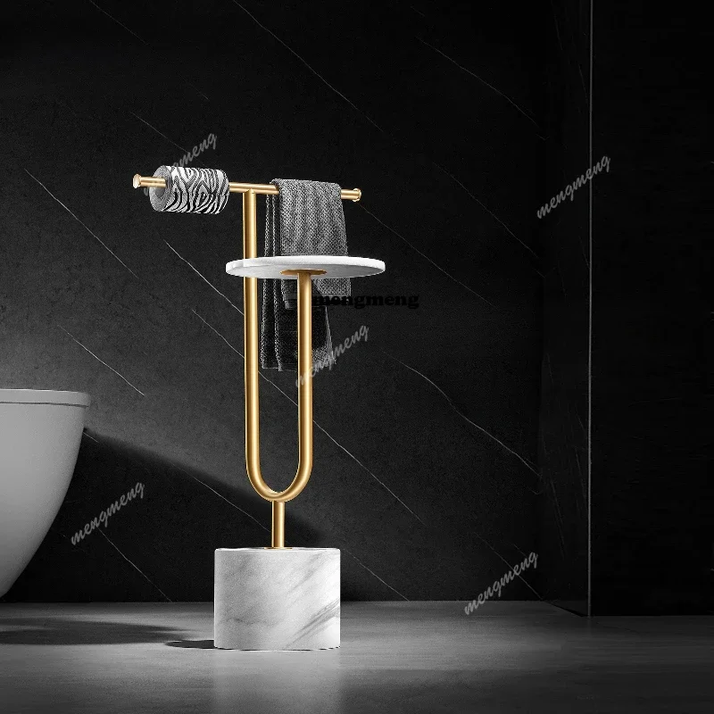 All-copper light luxury bathroom bathroom floor towel rack toilet vertical bath towel rack bathtub rack next to toilet D80