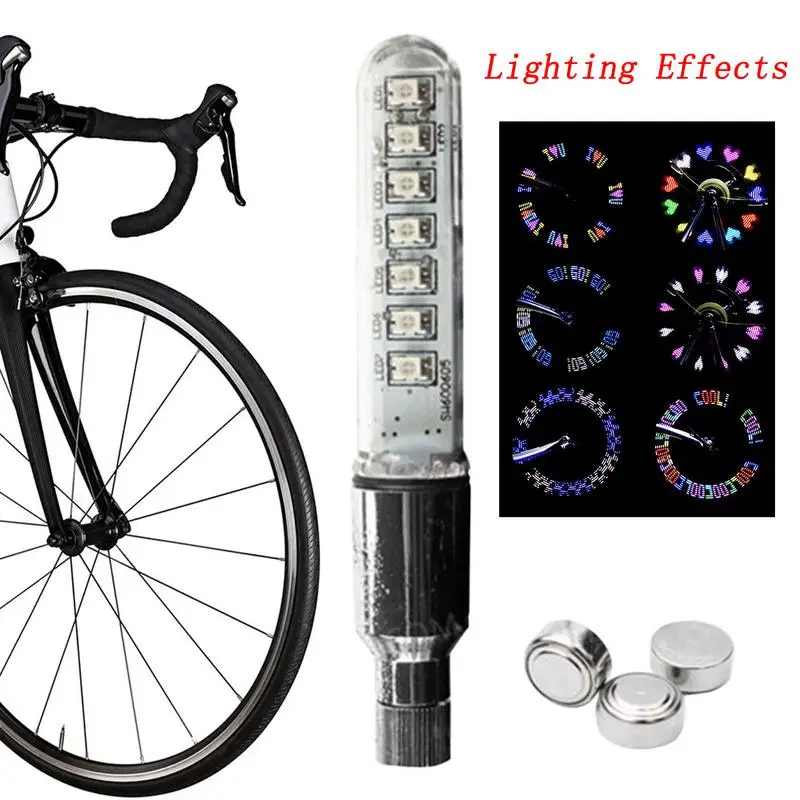 12 Patterns Lighting Effects Bike Valve Lights Waterproof LED Bicycle Spoke Lights Glowing In Night Bike Tire Safty Decor Parts