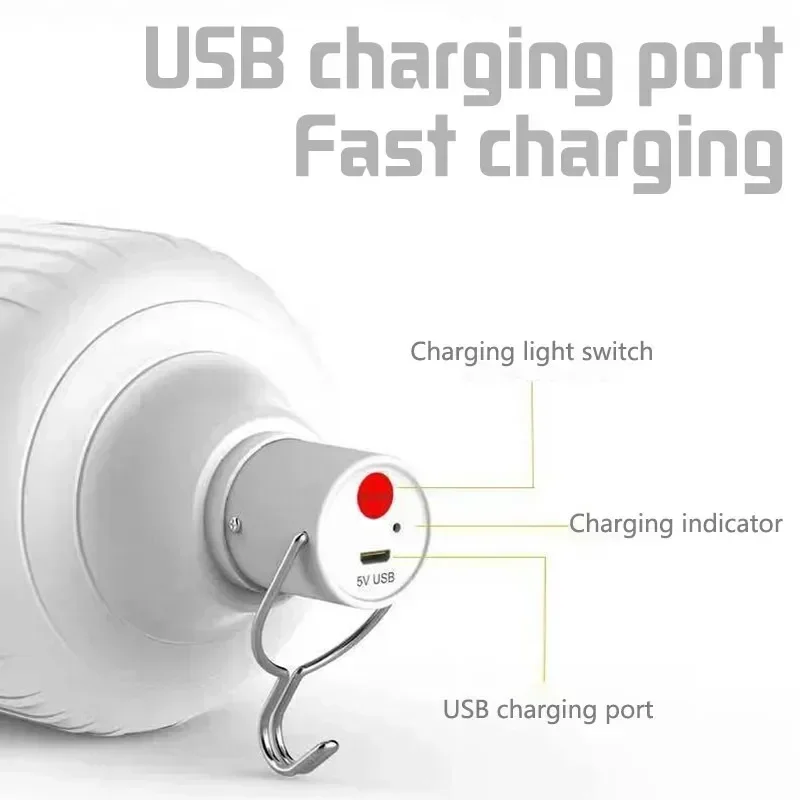 Bombilla led recargable por USB para el hogar, linterna portátil de 80W, 120W, 180W y 320W, luz de emergencia de alto brillo para acampar